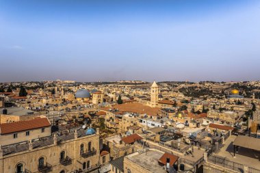 Kudüs - 03 Ekim 2018: Jerusa'nın eski şehrinin panoraması