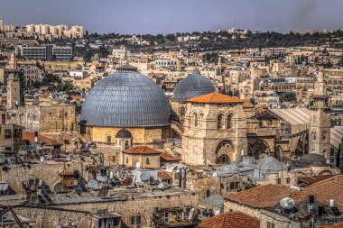 Kudüs - 03 Ekim 2018: Jerusa'nın eski şehrinin panoraması