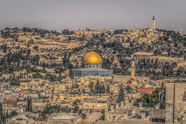 Gerusalemme - 03 ottobre 2018: Panorama della città vecchia di Jerusa — Foto Stock