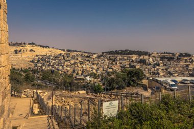 Kudüs - 04 Ekim 2018: Doğu Kudüs'ün panoramik manzarası, 