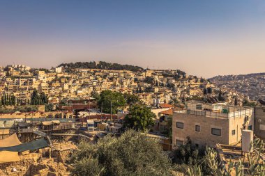 Kudüs - 04 Ekim 2018: Doğu Kudüs'ün panoramik manzarası, 