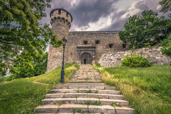 Budapest - June 22, 2019: Castle walls in the Buda side of Budap — Stock Photo, Image