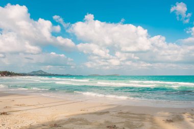 Tayland 'daki güzel tropik Koh Samui plajı. Turkuaz.