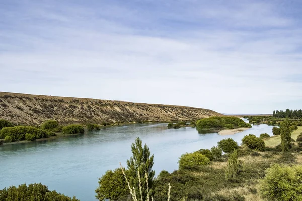 Rio Santa Cruz south of Argentina. Rio of blue color. Patagonia Argentina.