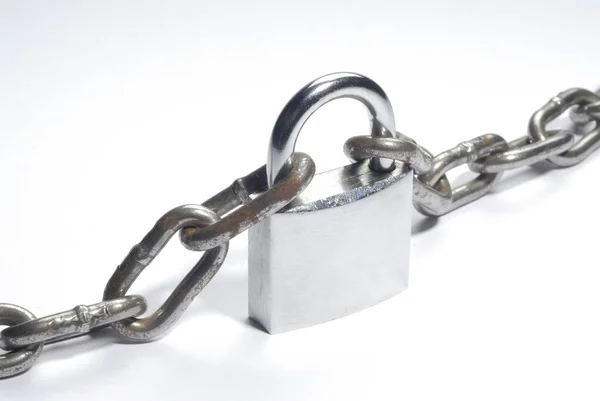 Lock Chain White Background — Stock Photo, Image