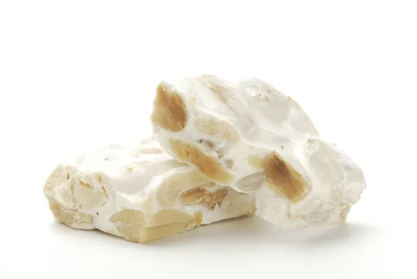 Hård Nougat Vit Bakgrund — Stockfoto