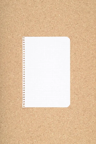 Egy Notebook Cork Barna Háttér Lap — Stock Fotó
