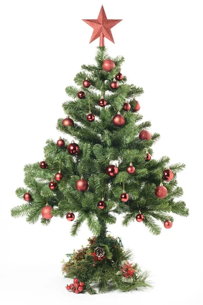 Karácsonyfa Fehér Háttér — Stock Fotó
