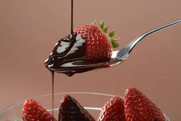 Strawberries Liquid Chocolate — Stock Photo, Image