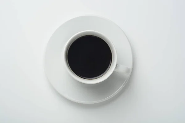 Чашка Кофе Белом Фоне Вид Сверху — стоковое фото