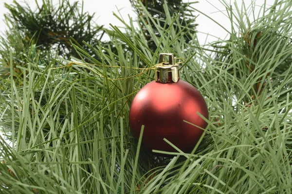 Enfeite Natal Vermelho Bola — Fotografia de Stock