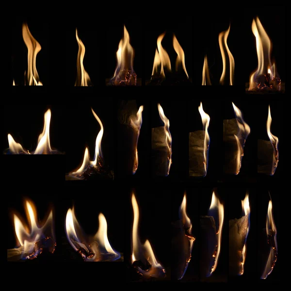 Auf Schwarzem Hintergrund Flammen Gesetzt — Stockfoto