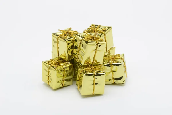 Algunas Cajas Amarillas Decorativas Navidad — Foto de Stock