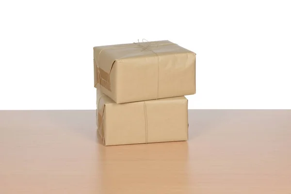 Closed Packages Ready Shipping Table — Stock Photo, Image