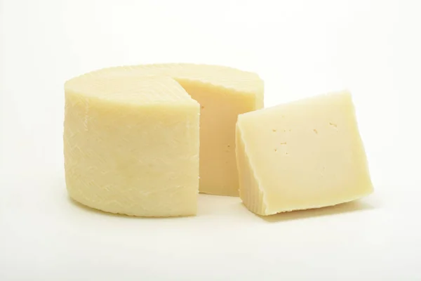 Primer Plano Deliciosa Cabeza Queso Superficie Blanca — Foto de Stock