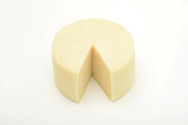 Close Shot Sliced Cheese Head White Surface — Stock Photo, Image