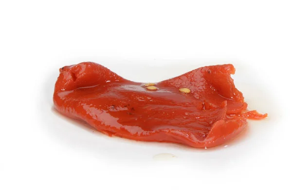 Close Shot Preserve Red Bell Pepper White — Stock Photo, Image