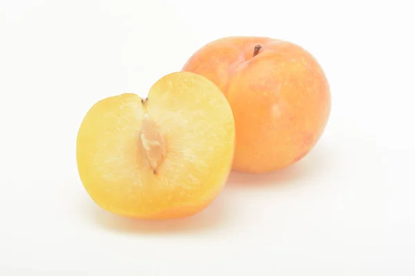 Close Shot Yellow Plums White Surface — Stock Photo, Image