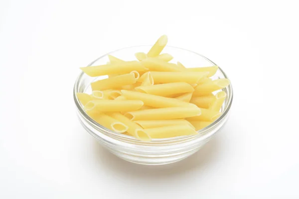 Close Shot Bowl Raw Macaroni White Surface — Stock Photo, Image