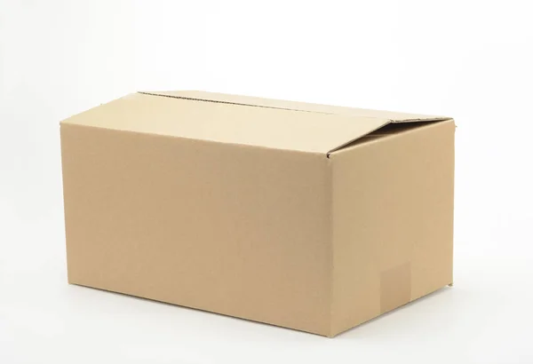 Open Cardboard Box Close White — Stock Photo, Image