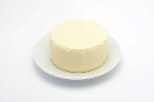 Sýr Zblízka Bílém Pozadí — Stock fotografie