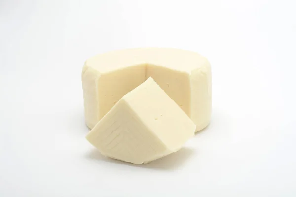 Sýr Zblízka Bílém Pozadí — Stock fotografie