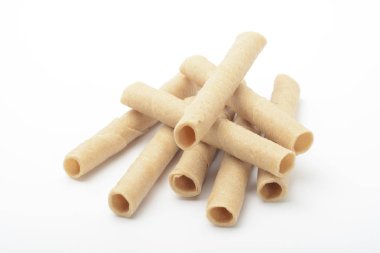 Beyaz arka planda dondurma için Wafer veya Waffle