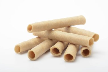 Beyaz arka planda dondurma için Wafer veya Waffle