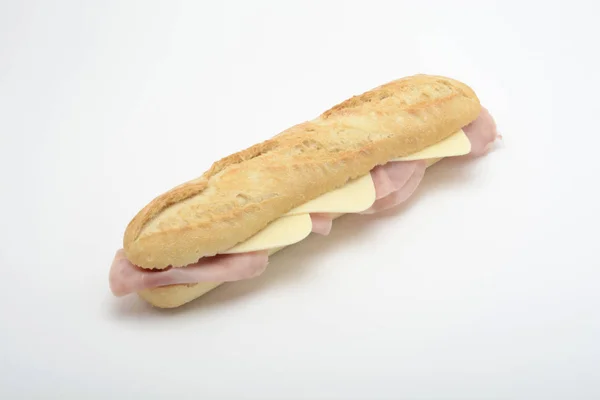 Schinken Sandwich Mit Käse Auf Weißem Hintergrund — Stockfoto