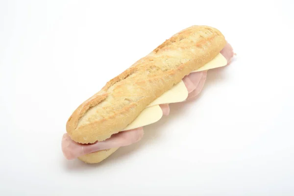 Бутерброд Шинкою Білому Тлі — стокове фото