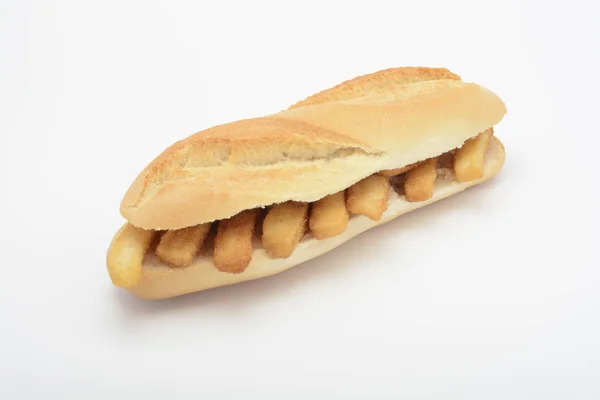 Sandwich Bemehlte Tintenfischstreifen — Stockfoto