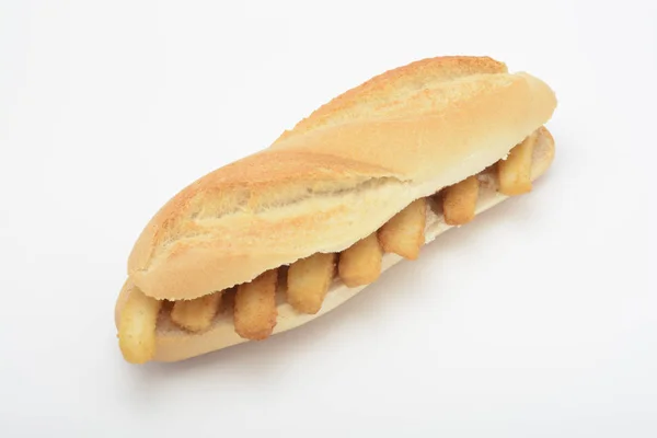 Sandwich Bemehlte Tintenfischstreifen — Stockfoto