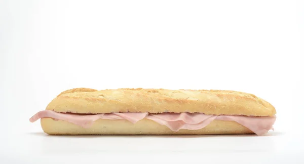 Schinkensandwich Auf Weißem Hintergrund — Stockfoto