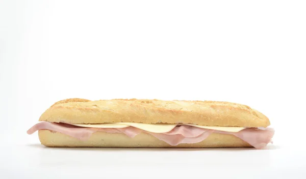 Schinken Sandwich Mit Käse Auf Weißem Hintergrund — Stockfoto