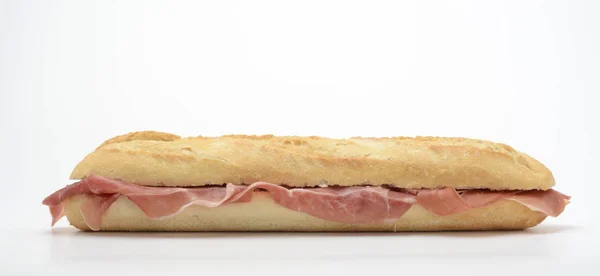 Schinkensandwich Auf Weißem Hintergrund — Stockfoto