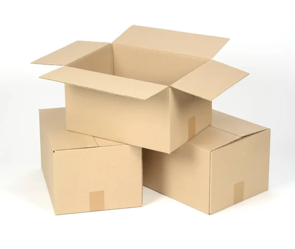 Відкрита картонна коробка — стокове фото