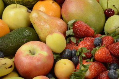 Natürmort çeşitli meyve, tam kare kompozisyon