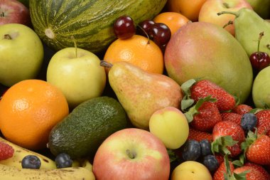 Natürmort çeşitli meyve, tam kare kompozisyon