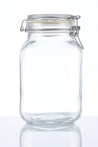 Empty Glass Jar White Background — Stock Photo, Image