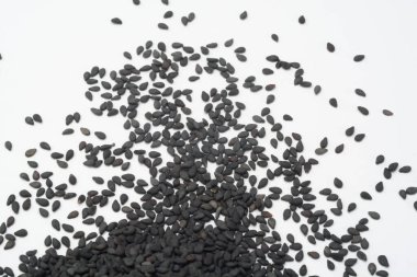 Beyaz arkaplanda siyah susam, ayrıntı.