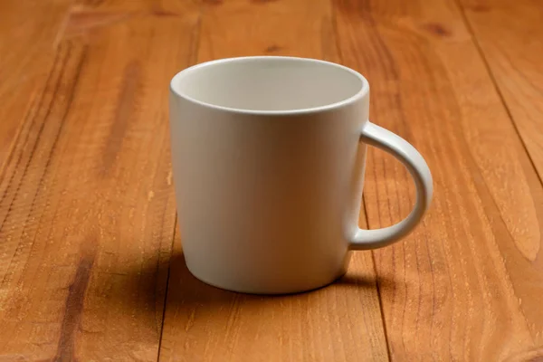 Empty White Cup Wooden Table — Stock Photo, Image