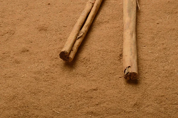 Palito Canela Chão Macro — Fotografia de Stock