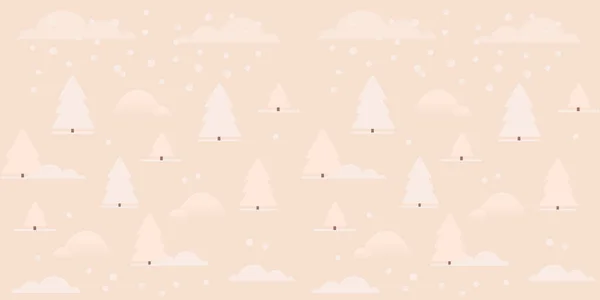 Winter Season Landscape Christmas Tree Snow Vector Background Flat Vector — Stock Vector