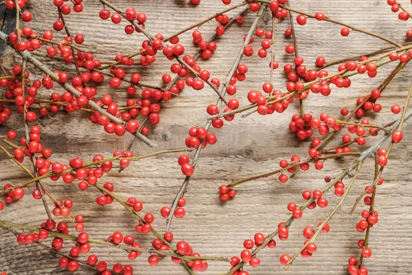 Ilex Verticillata Winterberry Деревянном Столе Графические Ресурсы — стоковое фото