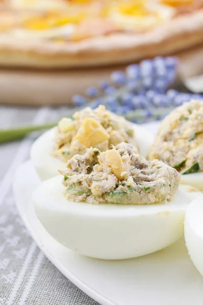 Yumurta Dolması Yemek Kahvaltı Saati — Stok fotoğraf