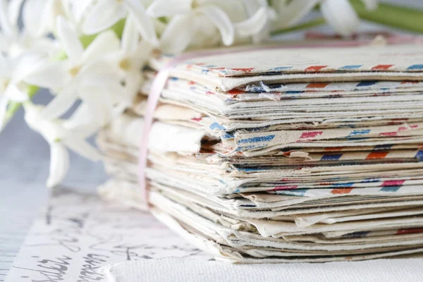 Empilement Lettres Vintage Fleur Jacinthe Style Rétro — Photo