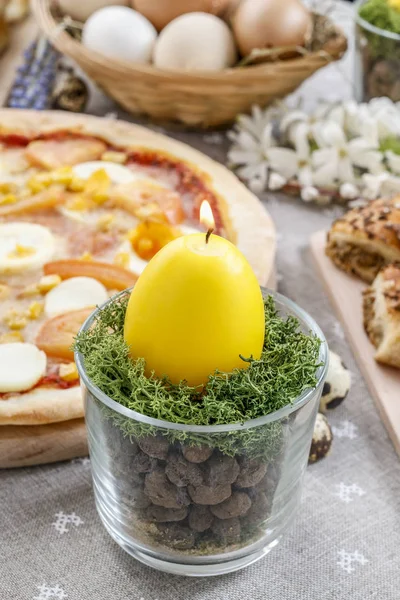 Candle Egg Shape Table Party Decor — Stock Photo, Image