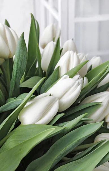 Bouquet of white tulips. Spring decor
