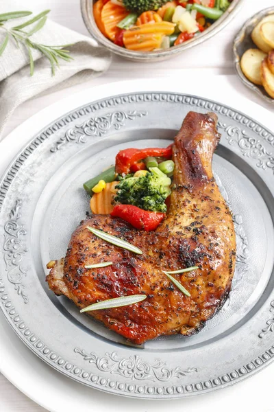 Poulet Rôti Aux Légumes Plat Parti — Photo