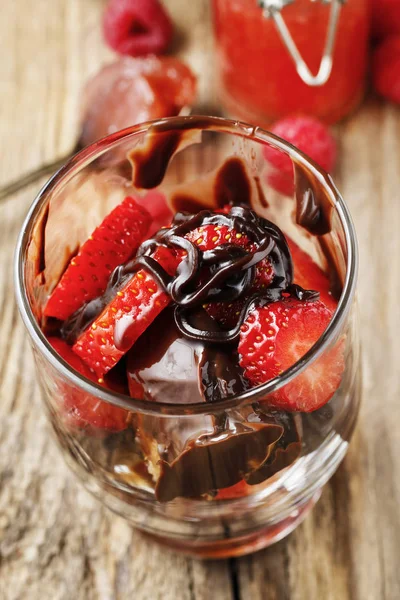 Chocolate Dessert Strawberries Summer Dessert — Stock Photo, Image